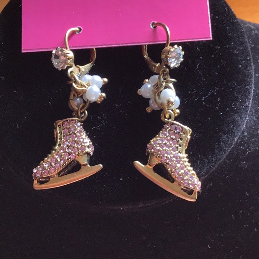 Betsy Johnson pink skate earrings